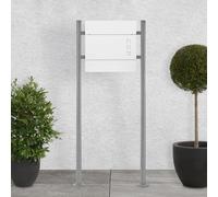 ECD Germany Boîte aux Lettres sur Pied, Blanc, 37x11x36,5 cm, en Acier Inoxydable, Moderne, Mailbox Postale avec Compartiment à Journaux, 2 Clés, Support Argent Haut 120 cm, Materiel de Montage Inclus