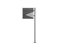ECD-Germany Boîte aux Lettres sur une Pied, 37x37x11 cm, Anthracite-Argent, Boîte Postale