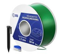 ECD Germany Câble Périphérique Universel pour Tondeuse-Robot, 50m, 12 Connecteurs de Câble + 200 Piquets de Terre, Ø 2,7 mm, Fils d'Aluminium Étamés et Cuivrés, Câble de Délimitation pour Jardins