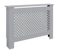ECD Germany Cache-Radiateur Chauffage Moderne - 112x19x82 cm - Gris Étagère en Bois MDF Housse Décorative Robuste Motif Nid d'abeille Murale Meuble de Rangement Design Traditionnel pour Salon Chambre