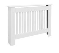 ECD Germany Cache-Radiateur Chauffage Moderne - 112x19x82cm - Blanc Étagère en Bois MDF Housse Décorative Robuste Maison de Campagne Murale Meuble de Rangement Design Traditionnel pour Salon Chambre
