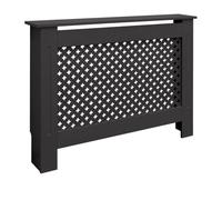 ECD Germany Cache-Radiateur Chauffage Moderne - 112x19x82cm - Noir Étagère en Bois MDF Housse Décorative Robuste Motiv Nid d'abeille Murale Meuble de Rangement Design Traditionnel pour Salon Chambre