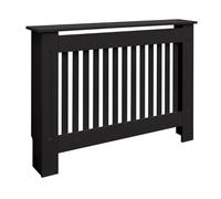 ECD Germany Cache-Radiateur Chauffage Moderne - 112x19x82cm - Noir Étagère en Bois MDF Housse Décorative Robuste Maison de Campagne Murale Meuble de Rangement Design Traditionnel pour Salon Chambre
