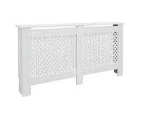 ECD Germany Cache-Radiateur Chauffage Moderne - 152x19x82cm - Blanc Étagère en Bois MDF Housse Décorative Robuste Motif Nid d'abeille Murale Meuble de Rangement Design Traditionnel pour Salon Chambre