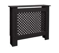 ECD Germany Cache-Radiateur Chauffage Moderne - 78x19x82cm - Noir Étagère en Bois MDF Housse Décorative Robuste Motif Nid d'abeille Murale Meuble de Rangement Design Traditionnel pour Salon Chambre