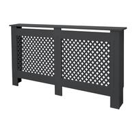 ECD Germany Cache-Radiateur en Nid d'abeille 152x19x82 cm en MDF Anthracite Couverture Décorative Robuste Murale Meuble de Rangement Design Traditionnel Habillage de Radiateur pour Salon Chambre