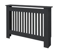 ECD Germany Cache-Radiateur en Style Campagnard 112x19x82 cm en MDF Anthracite Couverture Décorative Robuste Murale Meuble de Rangement Design Traditionnel Habillage de Radiateur pour Salon Chambre