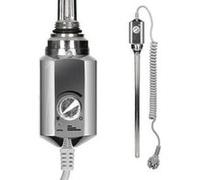 ECD Germany Élément Chauffant Électrique 600W Chrome avec Thermostat Régulateur de Température, Cartouche Chauffante pour Radiateur de Salle de Bain, Résistance Thermoplongeur pour Sèche-Serviettes