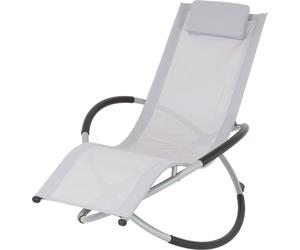 ECD Germany Chaise longue à bascule pliable Gris clair, avec appui-tête, cadre en acier, résistant aux intempéries, respirant, fauteuil relax ergonomique