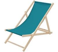 ECD Germany Chaise Longue Pliante Chilienne en Bois, Bleu Pétrole, Dossier Réglable, 3 Petrol G