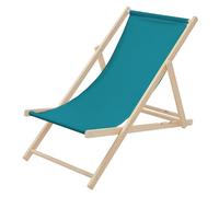ECD Germany Chaise Longue Pliante Chilienne en Bois, Bleu Pétrole, Dossier Réglable, 3 Positions de Couchage, Charge jusqu'à 120kg, Bain de Soleil en Tissu de Plage Jardin Terrasse Balcon Camping