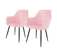 ECD Germany Chaises de Salle à Manger - Velours Rose
