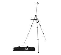 ECD Germany Chevalet d'Atelier en Aluminium, Argent, Hauteur Réglable de 50 à 156 cm, pour Toiles jusqu'à 80 cm, Support Tripode, Chevalet d'Artiste Trépied Stable Pliable, avec Sac de Transport