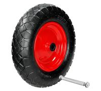 ECD Germany Roue de Brouette Pneumatique à Air 4.80/4.00-8 - Ø 390 mm - Deux Couches de Tissu 2PR - Capacité Charge 200 kg - avec Axe et Jante en Acier - Largeur 95 mm - Roue de Rechange Gonflable