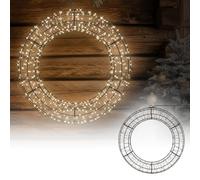 ECD Germany Couronne Lumineuse LED, Ø 58 cm, Décoration de Noël Suspendue | Anneau Lumineux en Métal avec Guirlande 840 LED Blanc Chaud, 8 Modes d'Éclairage, Minuterie, Intérieur et Extérieur, IP44