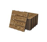ECD Germany Dalles de Terrasse WPC 30 x 30 cm/22 pièces = 2 m², Teck, Aspect Bois, avec