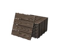 ECD Germany Dalles de Terrasse WPC 30 x 30 cm/44 pièces = 4 m², Marron Foncé, Aspect Bois,