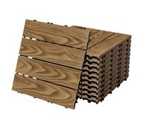 ECD Germany Dalles de Terrasse WPC 30 x 30 cm/44 pièces = 4 m², Teck, Aspect Bois, avec Système Clipsable et Drainage, Antidérapant, Intérieur/Extérieur, Carreaux de Jardin Revêtement de Sol