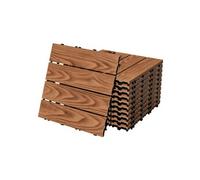 ECD Germany Dalles de Terrasse WPC 30 x 30 cm/55 pièces = 5 m², Marron Clair, Aspect Bois, avec Système Clipsable et Drainage, Antidérapant, Intérieur/Extérieur, Carreaux de Jardin Revêtement de Sol