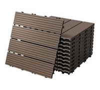ECD Germany Dalles de terrasse WPC 30x30cm 22 pièces 2m² marron foncé aspect de bois système à clic et drainage antidérapant intérieur extérieur revêtement de sol carreaux pour terrasse jardin balcon 
