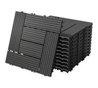 Dalles de terrasse WPC 30x30cm 44 pièces 4m² anthracite aspect bois mosaïque système à clic drainage antidérapant revêtement de sol lames de patio