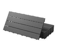 ECD Germany Dalles de terrasse WPC 60x30cm 30 pièces 5m² anthracite aspect de bois système à clic et drainage antidérapant intérieur extérieur revêtement de sol carreaux pour terrasse jardin balcon An
