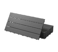 ECD Germany Dalles Terrasse Clipsables WPC 60x30 cm/30 pièces=5m² Anthracite Strié Aspect Bois Panneaux avec Système à Clic et Drainage Revêtement de Sol Carrelage Lames Patio Jardin Extérieur