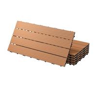 ECD Germany Dalles Terrasse Clipsables WPC 60x30 cm/6 pièces=1m² Marron Clair Strié Aspect Bois Panneaux avec Système à Clic et Drainage Revêtement de Sol Carrelage Lames Patio Jardin Extérieur