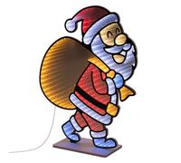 ECD Germany Décoration de Noël Lumineuse, Père Noël LED Effet Miroir Infini | Figurine 3D avec Sac Double Face, Lampe pour Fenêtre ou Porte avec Guirlande et Minuterie, 58x80 cm, Éclairage Intérieur