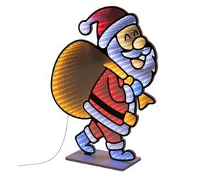 ECD Germany Décoration de Noël Lumineuse, Père Noël LED Effet Miroir Infini | Figurine 3D avec Sac Double Face, Lampe pour Fenêtre ou Porte avec Guirlande et Minuterie, 58x80 cm, Éclairage Intérieur