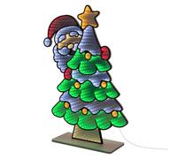 ECD Germany Décoration de Noël Lumineuse, Père Noël LED Effet Miroir Infini | Figurine 3D avec Sapin Double Face, Lampe pour Fenêtre ou Porte avec Guirlande et Minuterie, 58x80 cm, Éclairage Intérieur