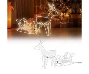 ECD Germany Décoration Renne LED avec Traîneau, 504 LEDs, Guirlande en Tube PVC, 273x77 cm, Blanc Chaud, pour Intérieur/Extérieur, Figurine Décoration de Noël, Ornament Illuminé pour Fenêtre, Jardin