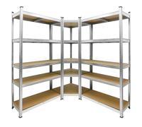 Ecd germany Étagère d'angle métal MDF - Argent
