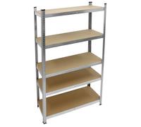 ECD Germany Étagère de Rangement - 170x70x30 cm - Charge jusqu'à 350kg - en Métal Galvanisé - 5 Panneaux MDF Réglables en Hauteur