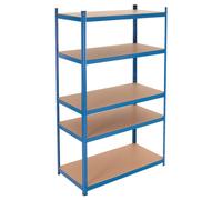 ECD Germany Étagère de Rangement - 200x100x50 cm - Capacité max. 875 kg - 5 Tablettes MDF - Rayonnage Métallique Bleu - Hauteur Réglable - Unité de Stockage Charge Lourde Râtelier Garage Cuisine Cave