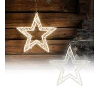 ECD Germany Étoile de Noël LED 38cm avec 960 LED Blanc Chaud et Minuterie, Intérieur/Extérieur, IP44 Étanche, Étoile Lumineuse en Métal, Étoile Filaire LED à Suspendre, Décoration de Fenêtre de Noël