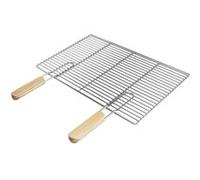 ECD Germany Grille de Barbecue BBQ 54x34 cm en Acier Inoxydable Double Manche Poignées en Argent G