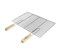 ECD Germany Grille de barbecue en acier inoxydable 54 x 34 cm Rectangulaire avec poignées en bois
