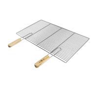 ECD Germany Grille de barbecue en acier inoxydable 67 x 40 cm Rectangulaire avec poignées en bois