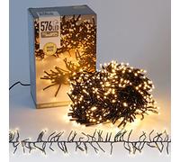 ECD Germany Guirlande Lumineuse à LEDs 4m 576 Lumières Blanc Chaud, Alimentation Électrique, IP44 Étanche, Intérieur/Extérieur, Éclairage Cluster de Noël Arbre Décoration Festive Maison Jardin Fête