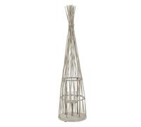 ECD Germany Lanterne en Bambou 132 cm, Photophore Naturel avec Guirlande Lumineuse LED, Poignée et Insert en Verre, Style Boho pour Jardin Salon, Porte-Bougie Tressé Décoratif Extérieur ou Intérieur