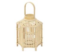 ECD Germany Lanterne en Bambou 45 cm, Photophore Naturel avec Poignée et Insert en Verre, Style bohème pour Jardin ou Salon, Porte-Bougie Tressé Décoratif Extérieur Intérieur, Ambiance Chaleureuse