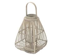 ECD Germany Lanterne en Bambou 55 cm, Photophore Naturel avec Poignée et Insert en Verre, Style bohème pour Jardin ou Salon, Porte-Bougie Tressé Décoratif Extérieur Intérieur, Ambiance Chaleureuse