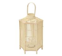 ECD Germany Lanterne en Bambou 60 cm, Photophore Naturel avec Poignée et Insert en Verre, Style bohème pour Jardin ou Salon, Porte-Bougie Tressé Décoratif Extérieur Intérieur, Ambiance Chaleureuse