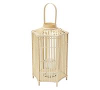 ECD Germany Lanterne en Bambou 75 cm, Photophore Naturel avec Poignée et Insert en Verre, Style bohème pour Jardin ou Salon, Porte-Bougie Tressé Décoratif Extérieur Intérieur, Ambiance Chaleureuse
