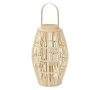 ECD Germany Lanterne en Bambou H 63 cm, Photophore Naturel avec Poignée et Insert en Verre, Style bohème pour Jardin ou Salon, Porte-Bougie Tressé Décoratif Extérieur Intérieur, Ambiance Chaleureuse