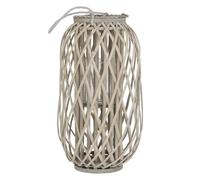 ECD Germany Lanterne en Rotin 50xØ 28 cm avec Poignée, en Bois Naturel Gris/Marron et Verre, Aspect Vannerie, Lanterne Insert Porte-Bougie, Décoration Rétro, Vannerie Panier Chandelier Jardin Tressée