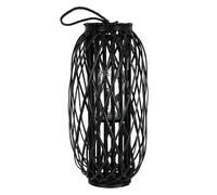 ECD Germany Lanterne Rotin 60 x Ø 27 cm Poignée Bois Naturel Noir Aspect Vannerie Osier Lanterne Insert Porte-Bougie en Verre Décoration Rétro en Vannerie Panier Chandelier Jardin Tressée Extérieur