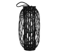 Lanterne Rotin 60 x Ø 27 cm Poignée Bois Naturel Noir Aspect Vannerie Osier