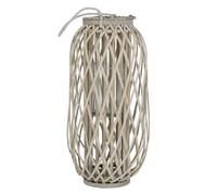 ECD Germany Lanterne Rotin 60 x Ø30 cm Poignée Bois Naturel Gris/Marron Aspect Vannerie Lanterne Insert Porte-Bougie en Verre Décoration Rétro en Vannerie Panier Chandelier Jardin Tressée Extérieur